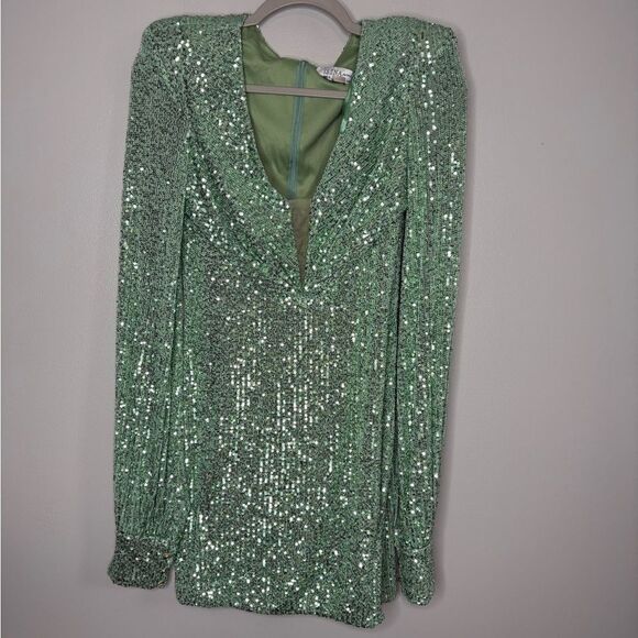 Ieena Mac Duggal Sequin Blouson Sleeve Dress - Picture 6 of 7